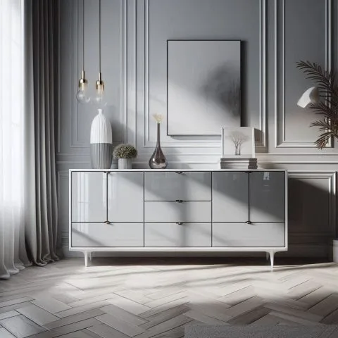 Laccatura lucida mobile bianco grigio
